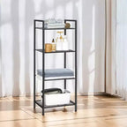 SONGMICS Scaffale Portaoggetti Scaffale da Bagno Estensibile in Acciaio per Piante con Ripiano Regolabile