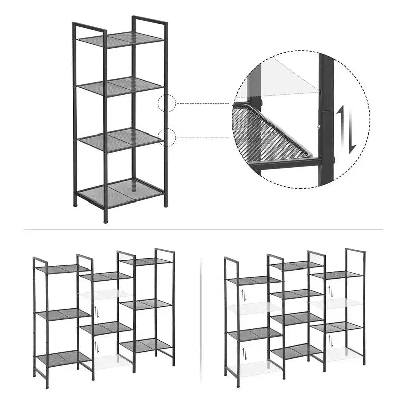 SONGMICS Scaffale Portaoggetti Scaffale da Bagno Estensibile in Acciaio per Piante con Ripiano Regolabile