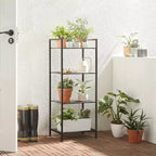 SONGMICS Scaffale Portaoggetti Scaffale da Bagno Estensibile in Acciaio per Piante con Ripiano Regolabile