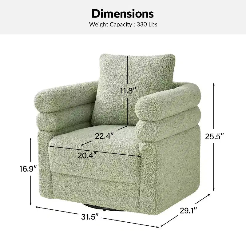 Poltrona girevole Arturo moderna con due cuscini set da 2 | ART OF LIVING DESIGNS-SAGE
