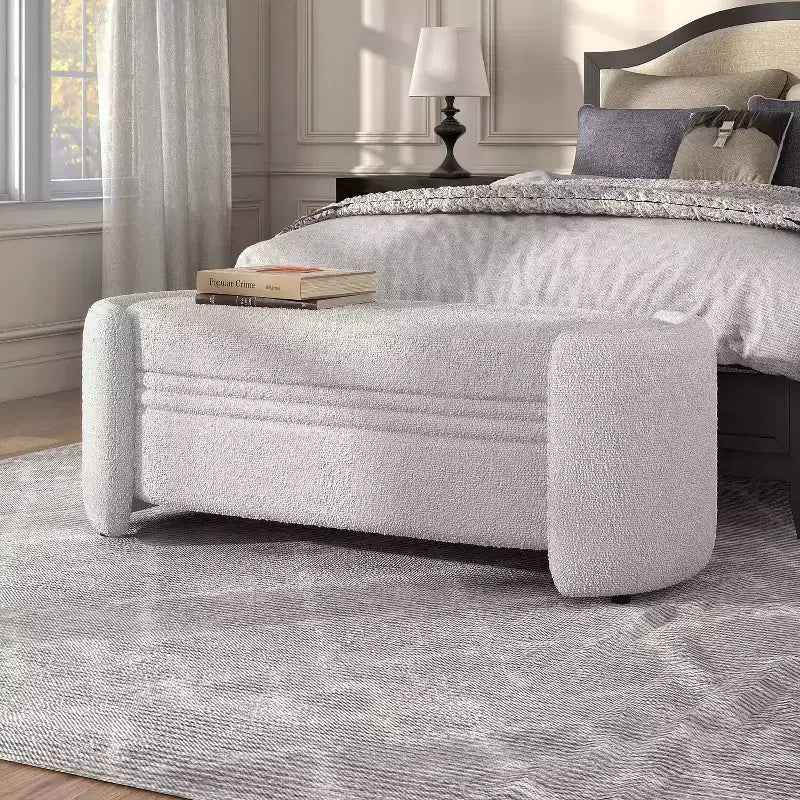 Makine Glam Boucle Storage Bench for Bedroom and Entryway - HOMES: Inside + Out