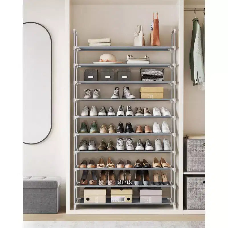Scarpiera con ripiani per armadio, organizzatore per scarpe da ingresso, scaffale porta scarpe in metallo facile da montare, nero