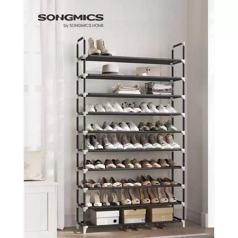 Scarpiera con ripiani per armadio, organizzatore per scarpe da ingresso, scaffale porta scarpe in metallo facile da montare, nero