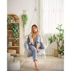 SONGMICS Sedia Sospesa, Sedia Amaca con Cuscino Grande e Spesso, Sedia a Dondolo Boho