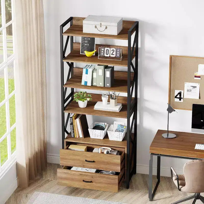 Lantine 70.8 2 Cassetti 5 Ripiani Libreria Aperta