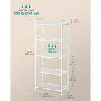 SONGMICS Scaffale Portaoggetti a 5 Ripiani, Scaffalatura e Mobile Contenitore, Scaffale in Metallo per Cucina, Garage, Ingresso, Soggiorno, Nero