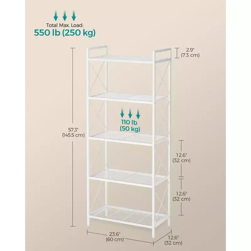SONGMICS Scaffale Portaoggetti a 5 Ripiani, Scaffalatura e Mobile Contenitore, Scaffale in Metallo per Cucina, Garage, Ingresso, Soggiorno, Nero