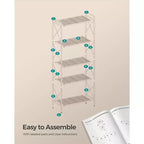 SONGMICS Scaffale Portaoggetti a 5 Ripiani, Scaffalatura e Mobile Contenitore, Scaffale in Metallo per Cucina, Garage, Ingresso, Soggiorno, Nero