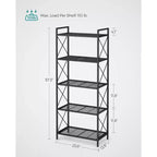 SONGMICS Scaffale Portaoggetti a 5 Ripiani, Scaffalatura e Mobile Contenitore, Scaffale in Metallo per Cucina, Garage, Ingresso, Soggiorno, Nero