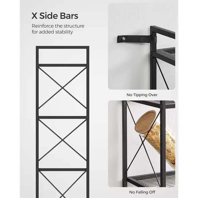 SONGMICS Scaffale Portaoggetti a 5 Ripiani, Scaffalatura e Mobile Contenitore, Scaffale in Metallo per Cucina, Garage, Ingresso, Soggiorno, Nero