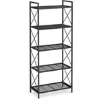 SONGMICS Scaffale Portaoggetti a 5 Ripiani, Scaffalatura e Mobile Contenitore, Scaffale in Metallo per Cucina, Garage, Ingresso, Soggiorno, Nero