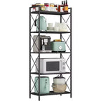 SONGMICS 5-Tier Storage Shelf Shelving Unit and Storage Kitchen Storage Garage Storage Metal Shelf for Entryway Kitchen Living Room Black
