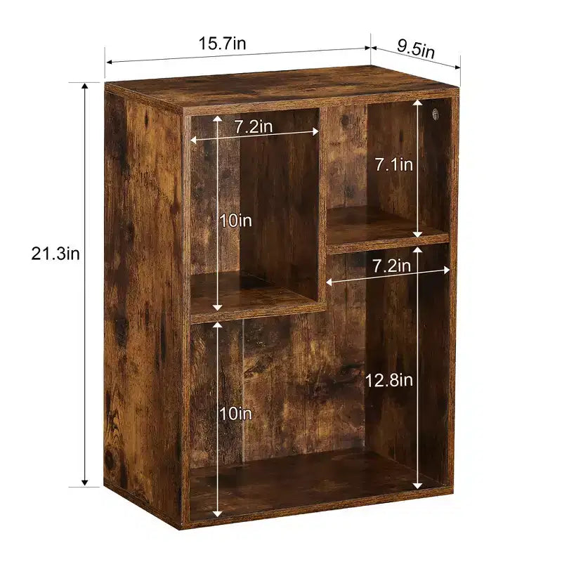 VECELO Libreria a 3 Ripiani Autoportante per Ufficio Casa Soggiorno Organizzatore per Esposizione Aperta Scaffale per Libri, Finitura Rovere Arredamento