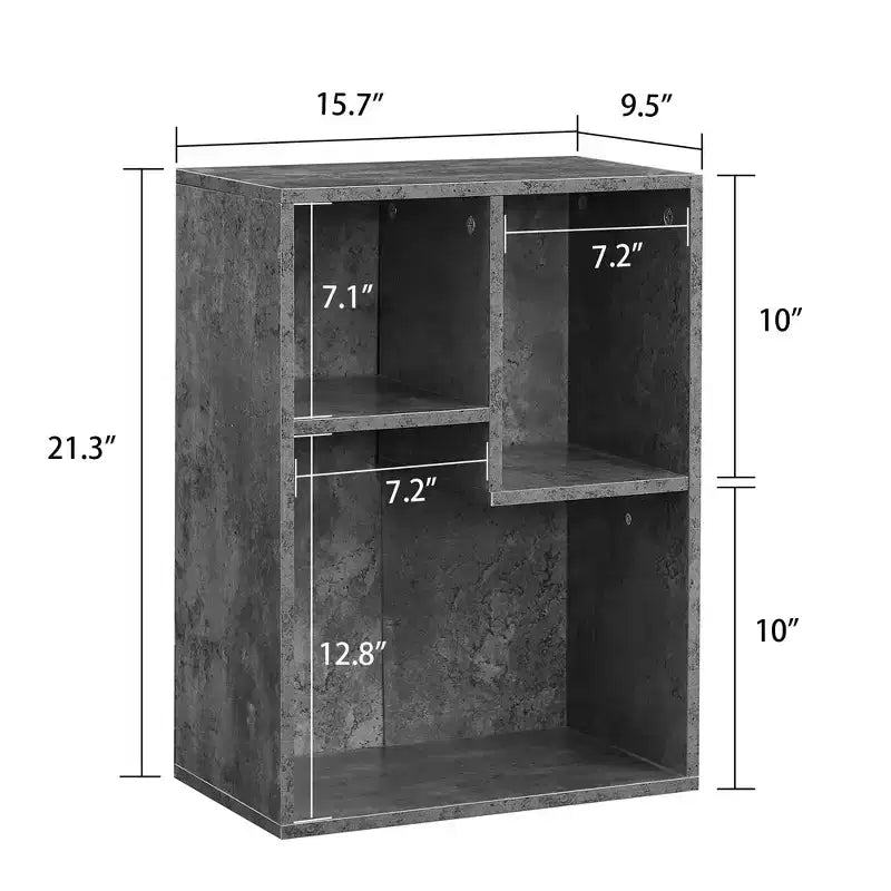 VECELO Libreria a 3 Ripiani Autoportante per Ufficio Casa Soggiorno Organizzatore per Esposizione Aperta Scaffale per Libri, Finitura Rovere Arredamento