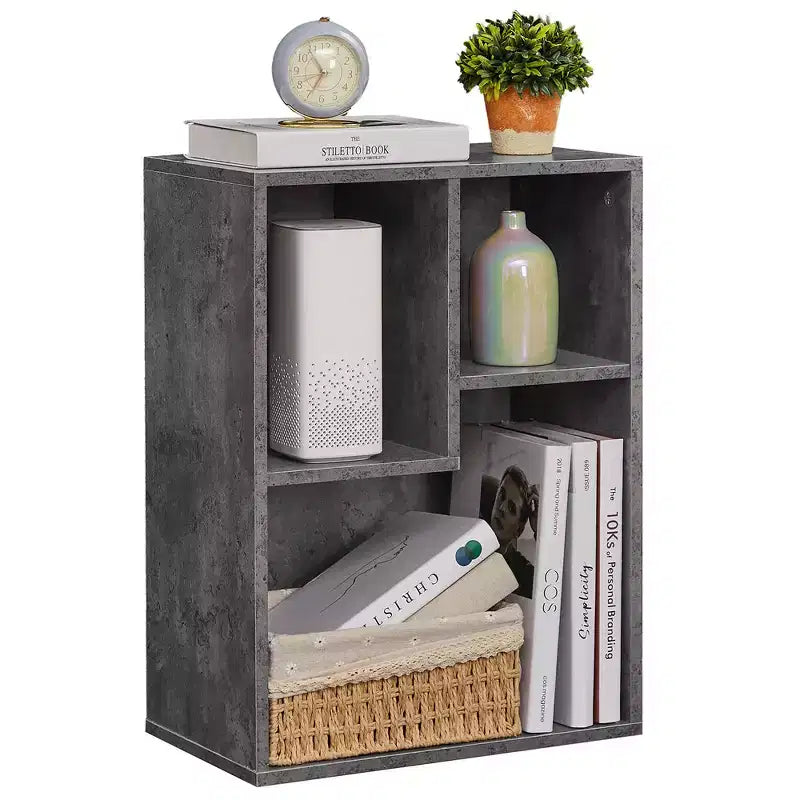 VECELO Libreria a 3 Ripiani Autoportante per Ufficio Casa Soggiorno Organizzatore per Esposizione Aperta Scaffale per Libri, Finitura Rovere Arredamento