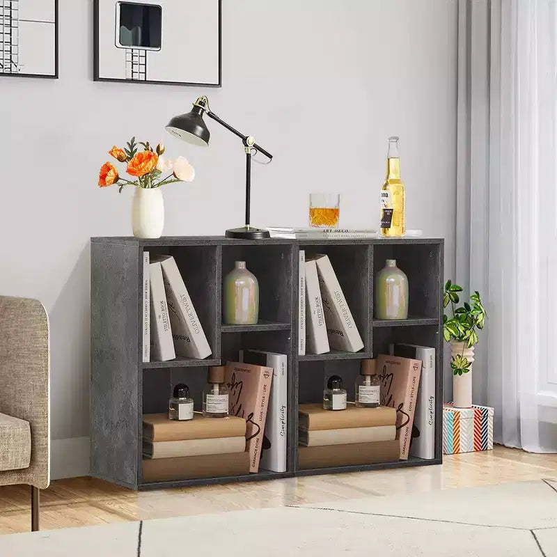 VECELO Libreria a 3 Ripiani Autoportante per Ufficio Casa Soggiorno Organizzatore per Esposizione Aperta Scaffale per Libri, Finitura Rovere Arredamento