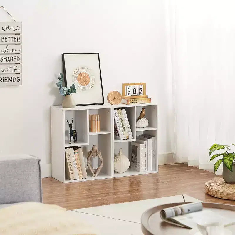 VECELO Libreria a 3 Ripiani Autoportante per Ufficio Casa Soggiorno Organizzatore per Esposizione Aperta Scaffale per Libri, Finitura Rovere Arredamento