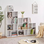 VECELO Libreria a 3 Ripiani Autoportante per Ufficio Casa Soggiorno Organizzatore per Esposizione Aperta Scaffale per Libri, Finitura Rovere Arredamento