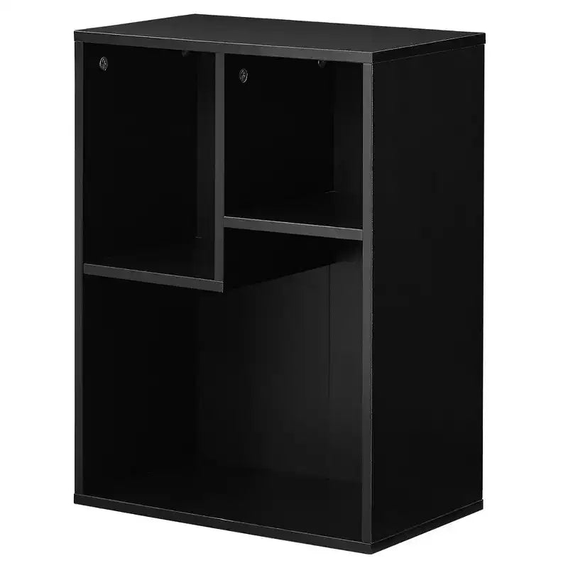 VECELO Libreria a 3 Ripiani Autoportante per Ufficio Casa Soggiorno Organizzatore per Esposizione Aperta Scaffale per Libri, Finitura Rovere Arredamento
