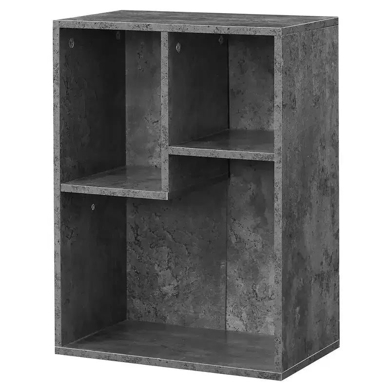 VECELO Libreria a 3 Ripiani Autoportante per Ufficio Casa Soggiorno Organizzatore per Esposizione Aperta Scaffale per Libri, Finitura Rovere Arredamento