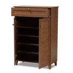 Scarpiera Coolidge Baxton Studio con ripiani in legno e cassetto