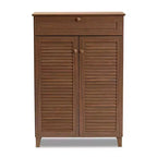 Scarpiera Coolidge Baxton Studio con ripiani in legno e cassetto