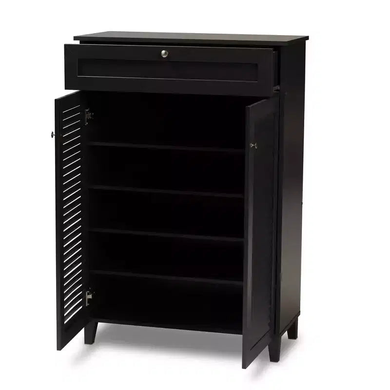 Scarpiera Coolidge Baxton Studio con ripiani in legno e cassetto