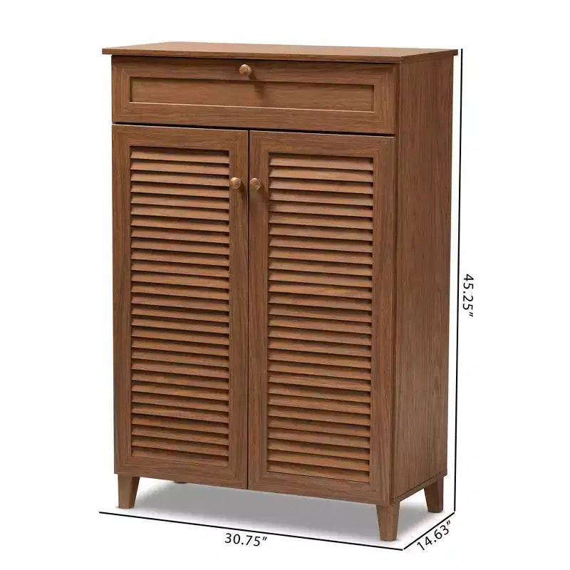 Scarpiera Coolidge Baxton Studio con ripiani in legno e cassetto