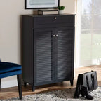 Scarpiera Coolidge Baxton Studio con ripiani in legno e cassetto