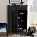 Scarpiera Coolidge Baxton Studio con ripiani in legno e cassetto