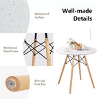 Costway Set Tavolo da Pranzo 5 Pezzi per 4 Persone Tavolo Rotondo Moderno e 4 Sedie con Gambe in Legno Verde/Bianco