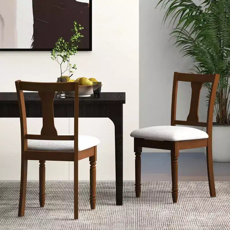 Costway 2 SEDIE in LEGNO, Antiche Imbottite con Vano Contenitore, Nero e Beige/Marrone e Grigio Chiaro