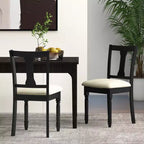 Costway 2 SEDIE in LEGNO, Antiche Imbottite con Vano Contenitore, Nero e Beige/Marrone e Grigio Chiaro