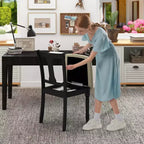 Costway 2 SEDIE in LEGNO, Antiche Imbottite con Vano Contenitore, Nero e Beige/Marrone e Grigio Chiaro