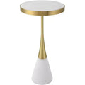 Uttermost Apex 12 1/2W Matte White Brushed Brass Round Accent Table