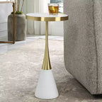 Uttermost Apex Tavolino Rotondo d'Appoggio 12 1/2W Bianco Opaco Ottone Spazzolato