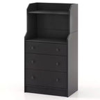Cassettiera a 3 cassetti Costway 44, mobile organizer in legno alto con 2 ripiani aperti, nero/bianco/noce