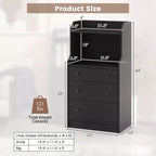 Cassettiera a 3 cassetti Costway 44, mobile organizer in legno alto con 2 ripiani aperti, nero/bianco/noce
