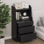Cassettiera a 3 cassetti Costway 44, mobile organizer in legno alto con 2 ripiani aperti, nero/bianco/noce