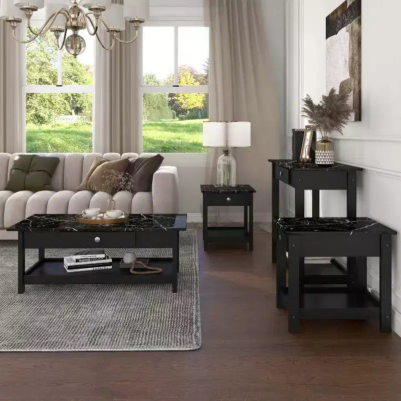 Set tavolino da salotto Minsay Transitional 4 pezzi con ripiano in finto marmo - HOMES: Inside + Out