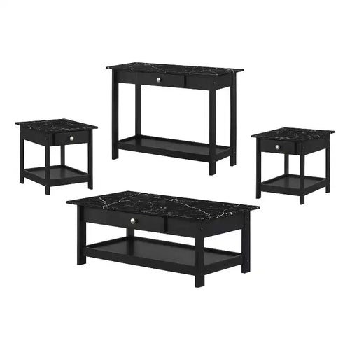 4pc Minsay Transitional Faux Marble Top Storage Coffee Table Set - HOMES: Inside + Out