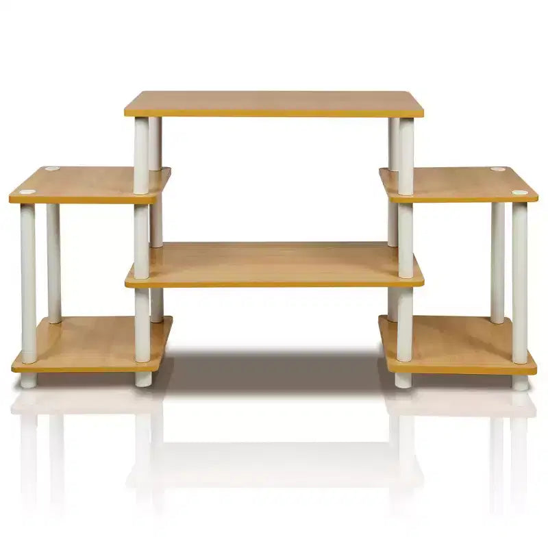 Furinno Mobile TV Design Semplice per TV fino a 30 Pollici, Tavolino Console Centro Media con Ripiano Aperto Reversibile, Nessun Utensile Necessario, Centro Intrattenimento, Faggio/Bianco