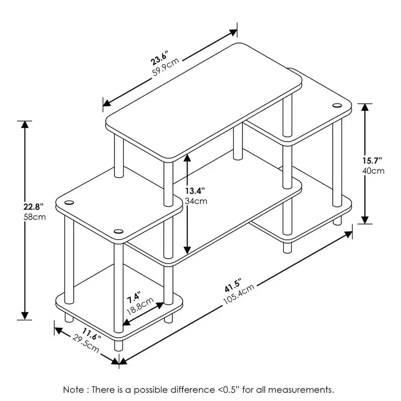 Furinno Mobile TV Design Semplice per TV fino a 30 Pollici, Tavolino Console Centro Media con Ripiano Aperto Reversibile, Nessun Utensile Necessario, Centro Intrattenimento, Faggio/Bianco