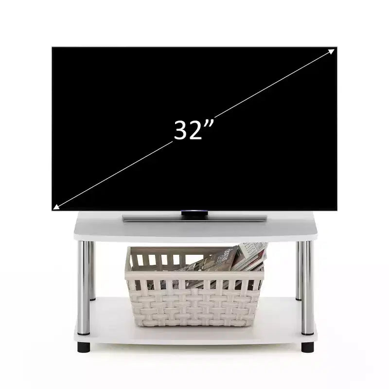 Furinno Industrial Mobile Rialzato per TV con 2 Ripiani Aperti, Console per TV Fino a 25 Pollici, Rovere Bianco