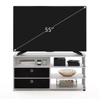 Furinno Mobile Porta TV con Design Semplice, Centro di Intrattenimento per TV fino a 50 pollici con Ripiani e 2 Contenitori, Rovere Bianco