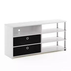 Furinno Mobile Porta TV con Design Semplice, Centro di Intrattenimento per TV fino a 50 pollici con Ripiani e 2 Contenitori, Rovere Bianco