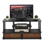 Furinno Mobile TV Grande a 4 Ripiani per TV fino a 55 Pollici, Tavolino Porta TV con Scaffali a Libreria Aperti e 2 Cassetti Contenitori