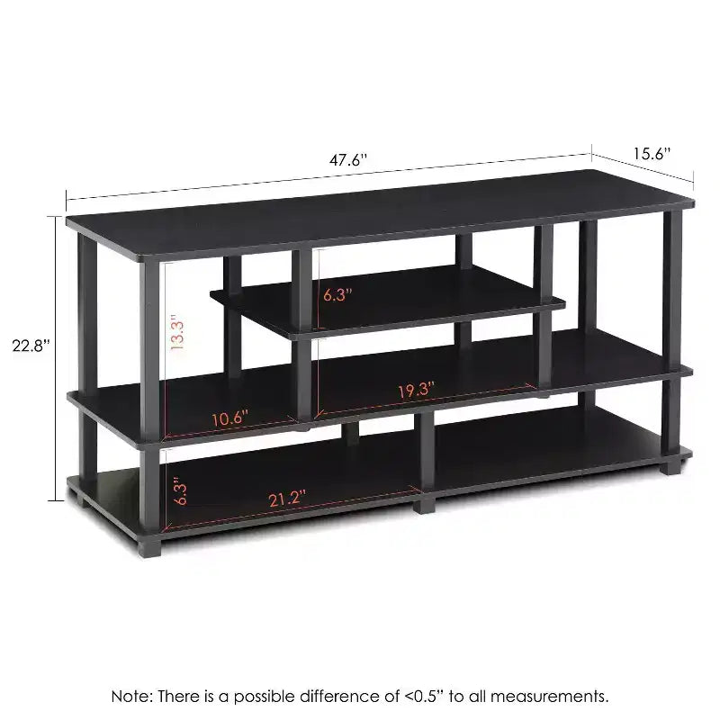 Furinno Mobile TV Grande a 4 Ripiani per TV fino a 55 Pollici, Tavolino Porta TV con Scaffali a Libreria Aperti e 2 Cassetti Contenitori