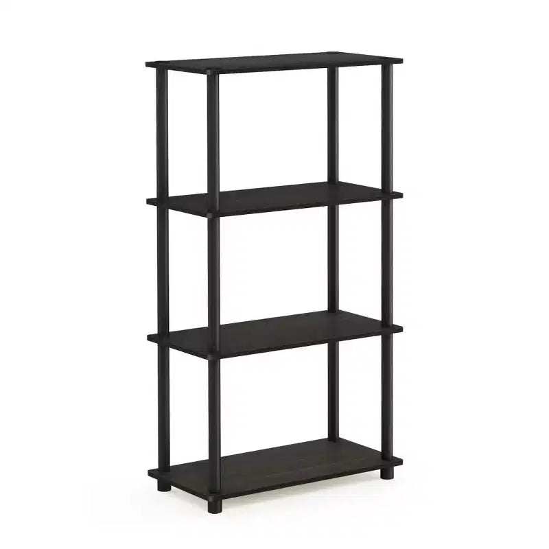 Furinno Libreria Decorativa a Scala a 4 Livelli, Scaffale Aperto Multiuso, Scaffale Espositivo per Bagno, Cucina, Ingresso, Espresso/Nero