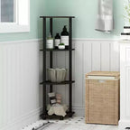 Furinno 4-Tier Corner Display Rack Multipurpose Shelving Unit Bathroom Storage Shelf,Espresso/Black